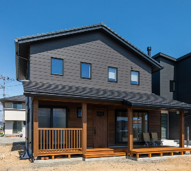 リビングに暖炉がある家外観